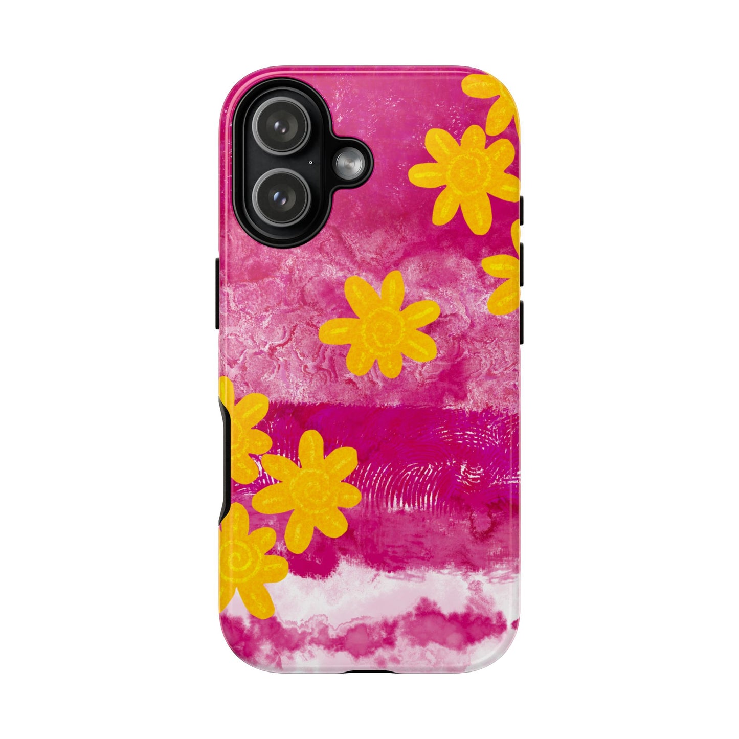 Yellow Flowers on Raspberry Phone Case| Tough Case