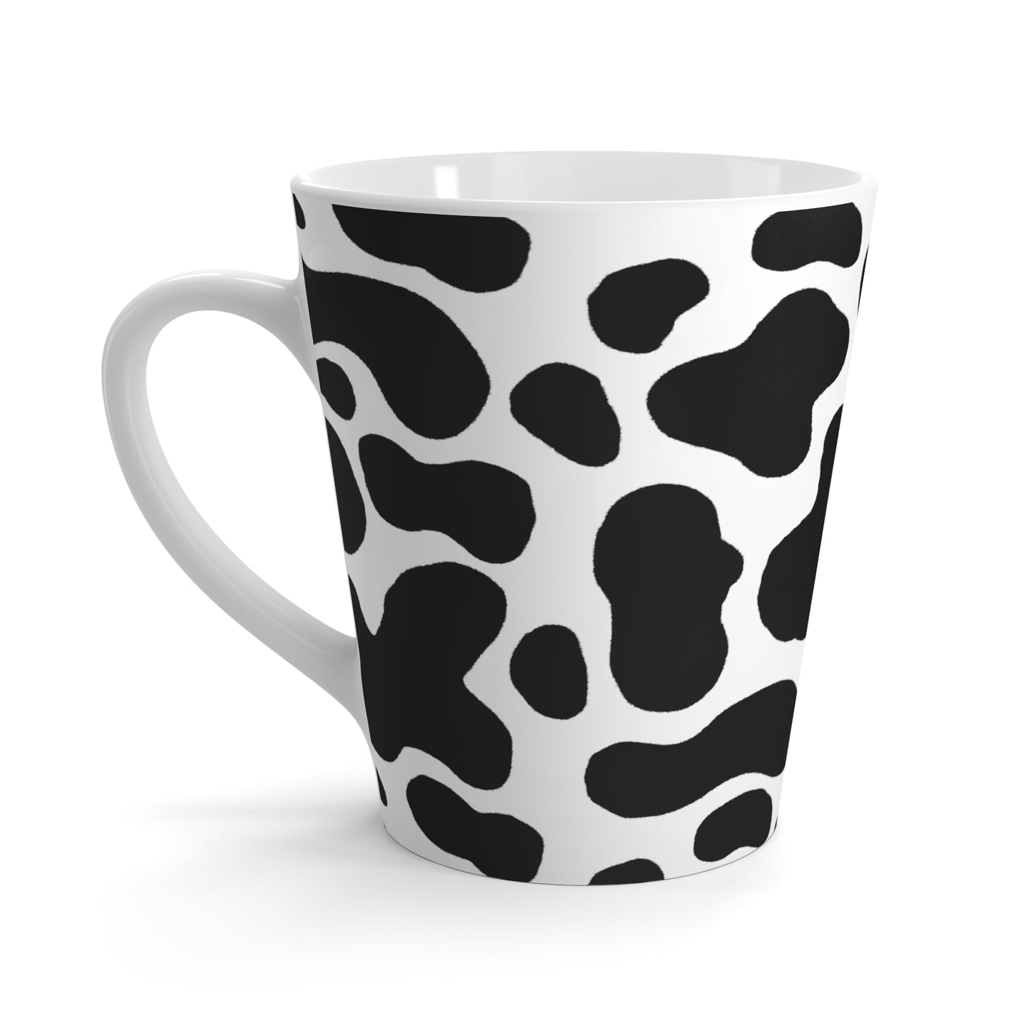 Mug, Cow Print, Black and White, Latte Cup, 12 Ounce