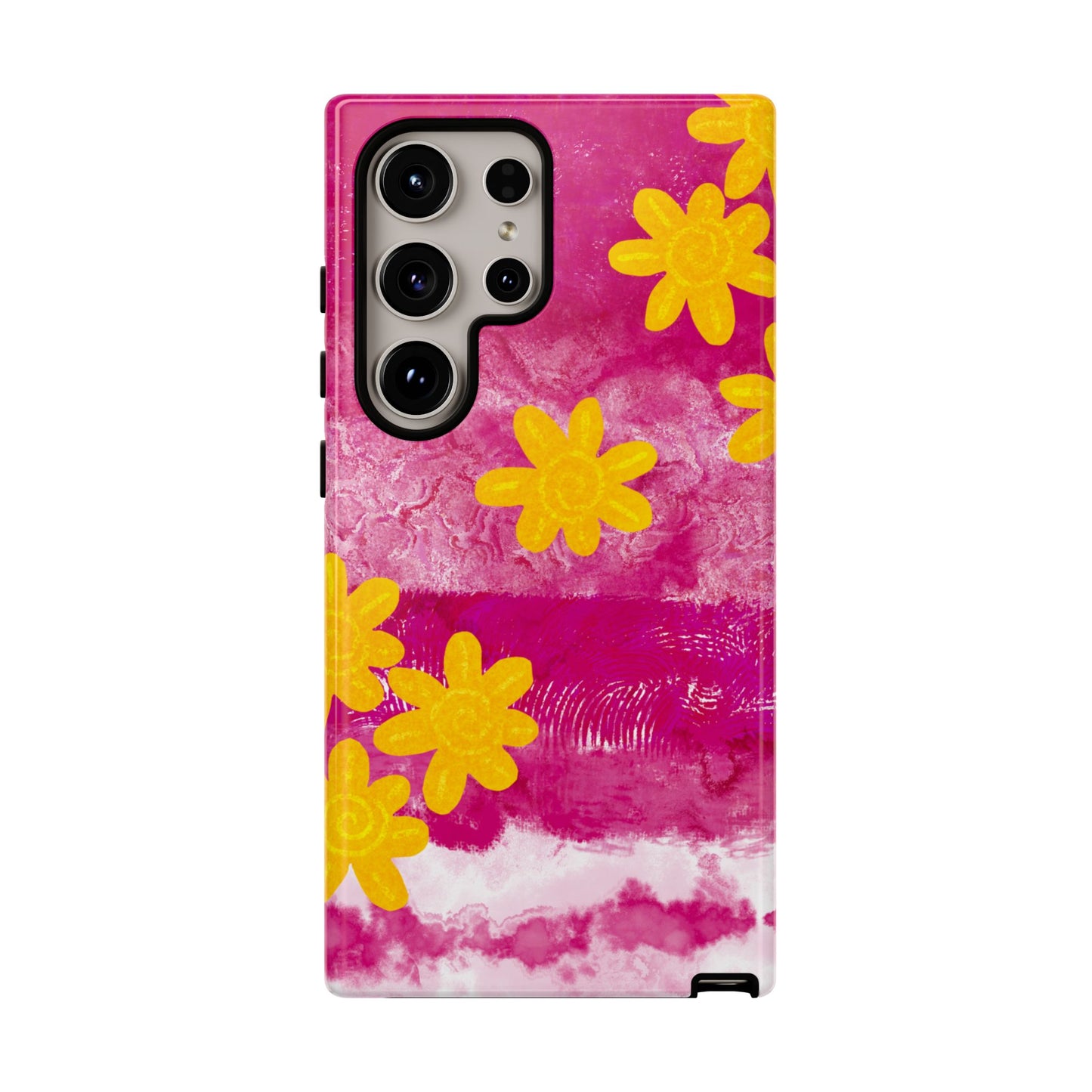Yellow Flowers on Raspberry Phone Case| Tough Case
