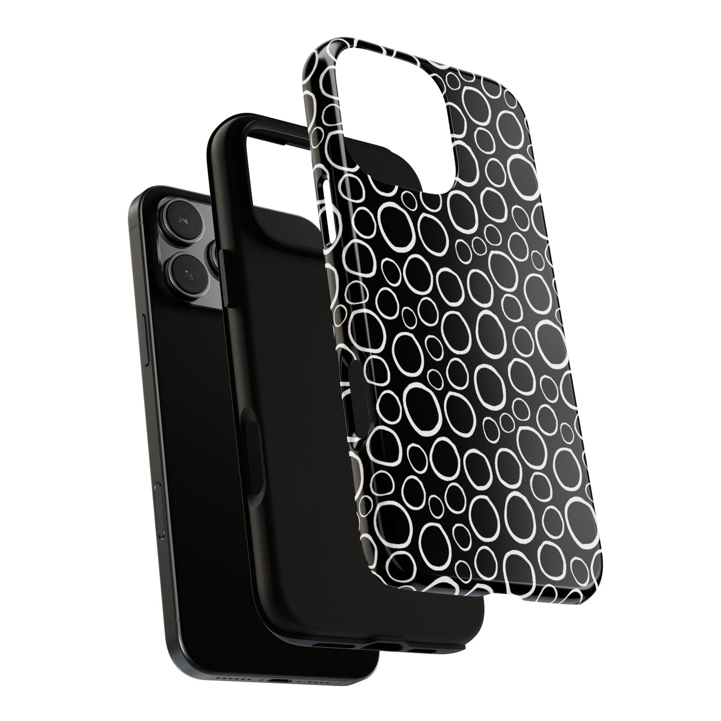 Phone Case, B & W Bubbly Circles Design, Tough Phone Case