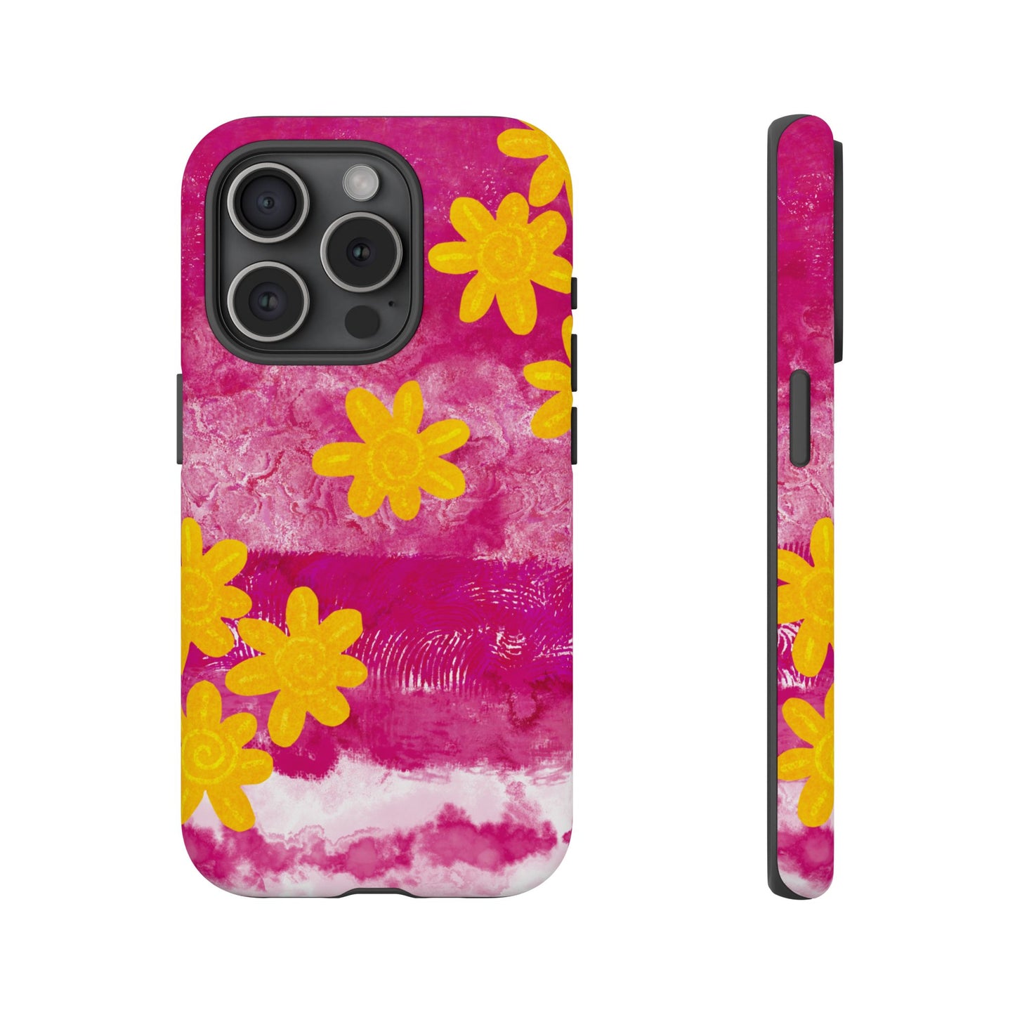 Yellow Flowers on Raspberry Phone Case| Tough Case