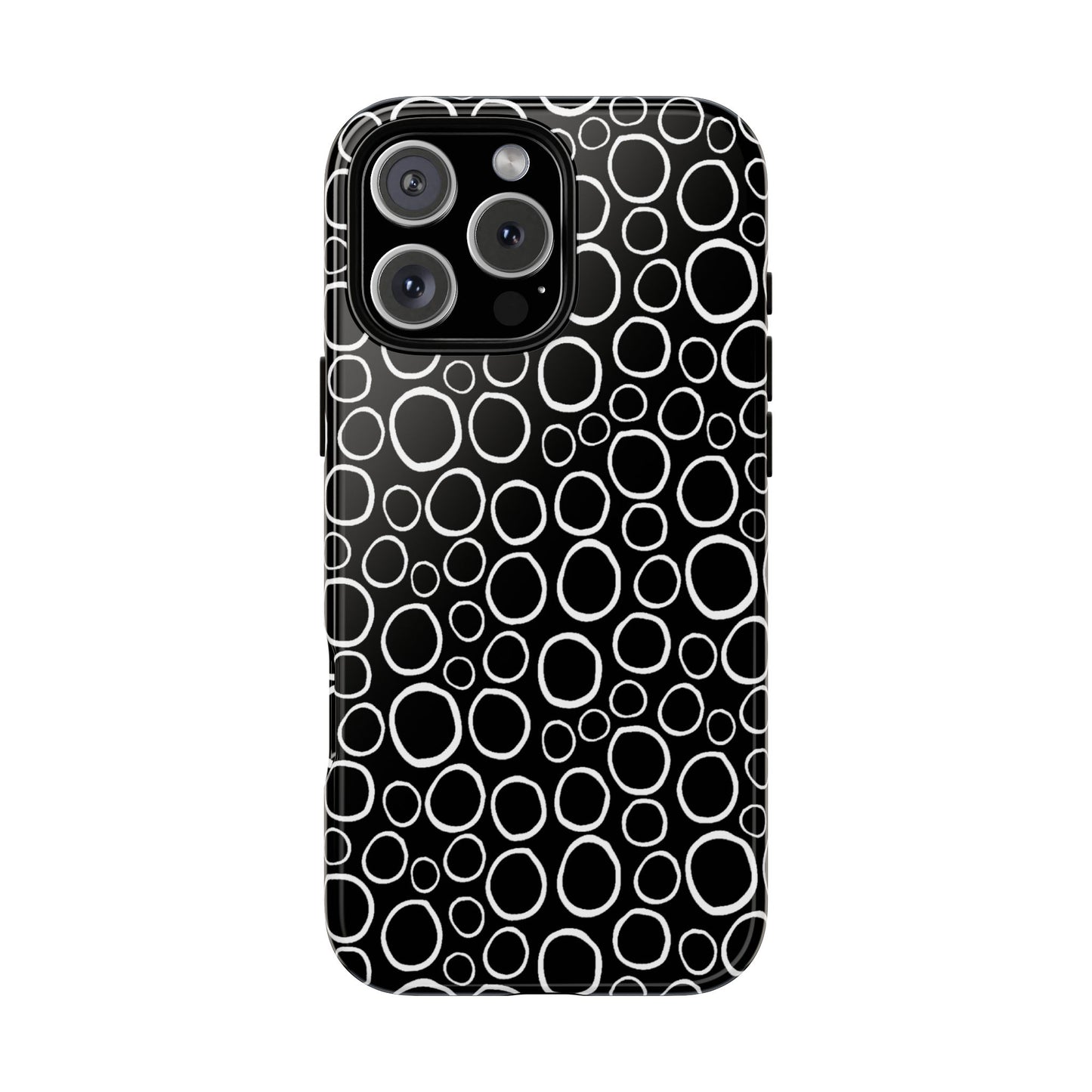 Phone Case, B & W Bubbly Circles Design, Tough Phone Case