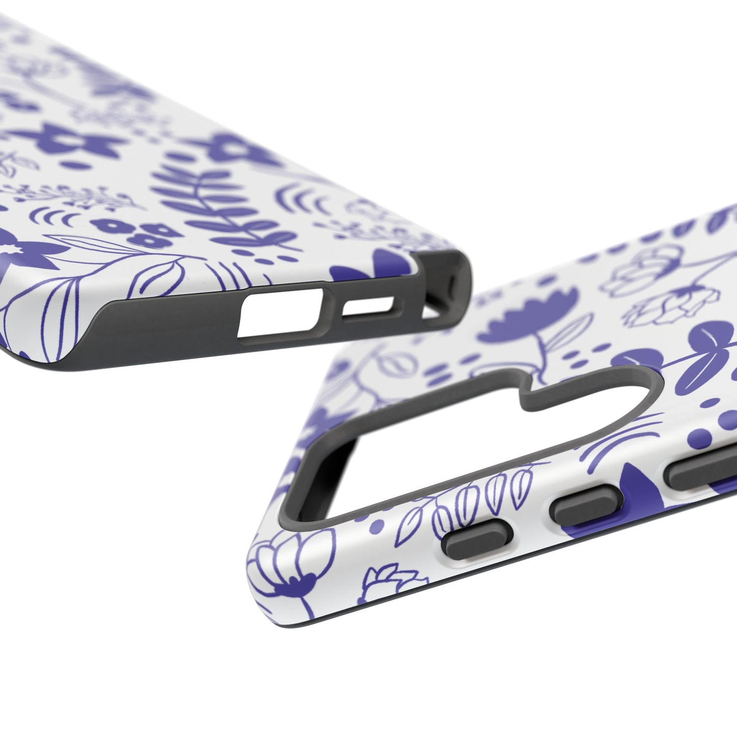 Phone Case, Blue and White Floral Design, Tough Phone Case