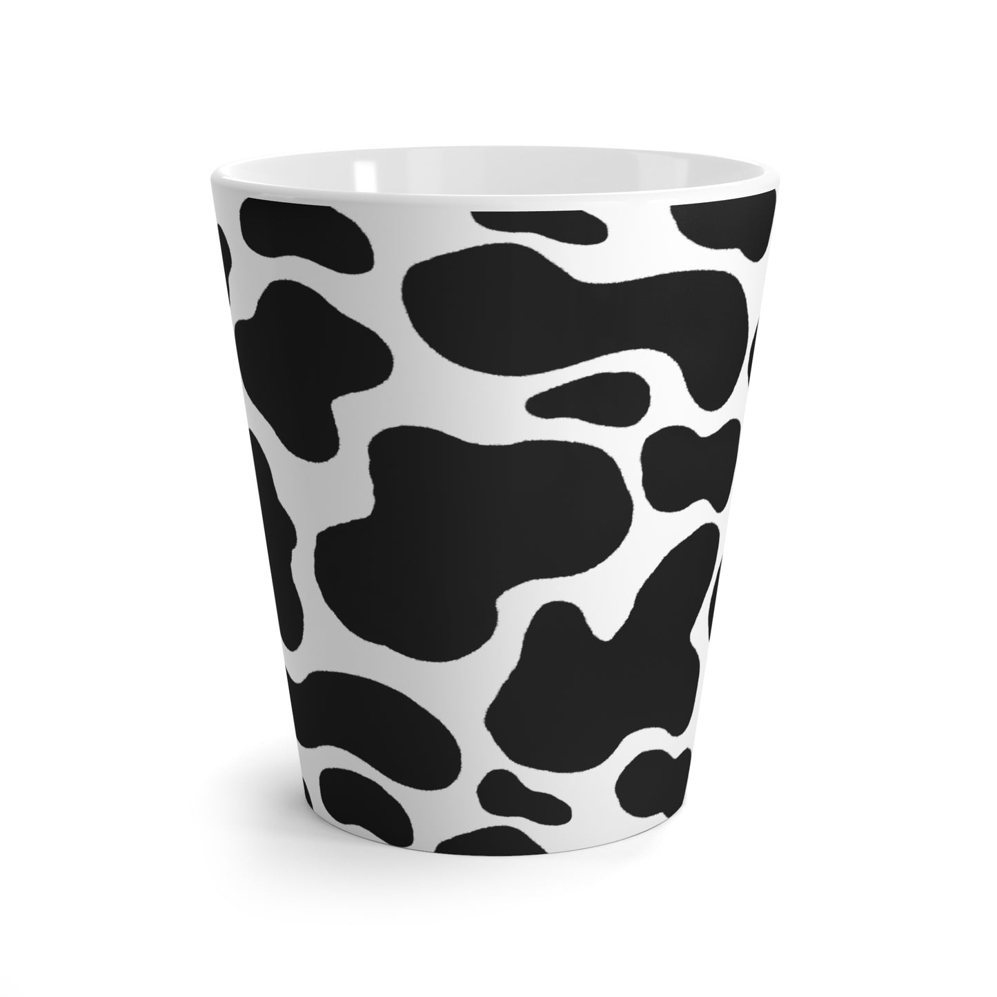 Mug, Cow Print, Black and White, Latte Cup, 12 Ounce