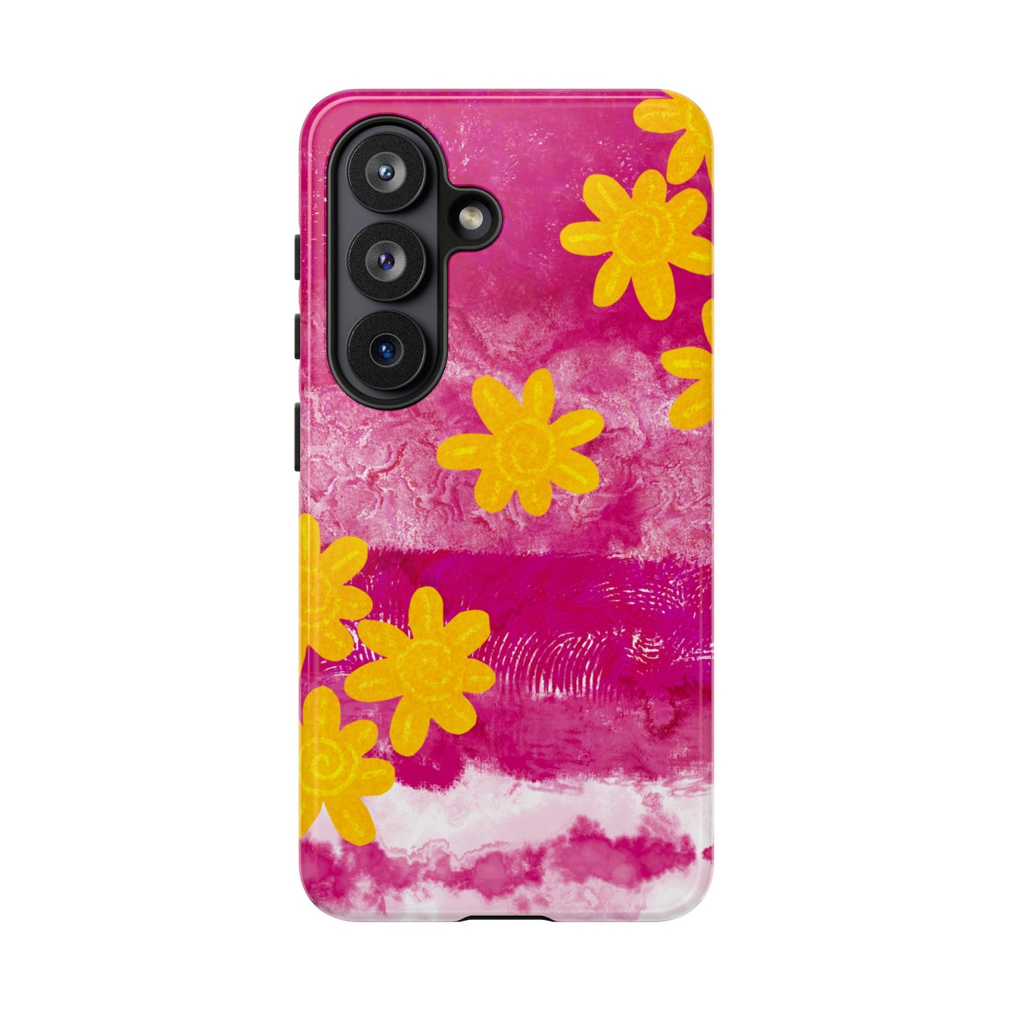 Yellow Flowers on Raspberry Phone Case| Tough Case