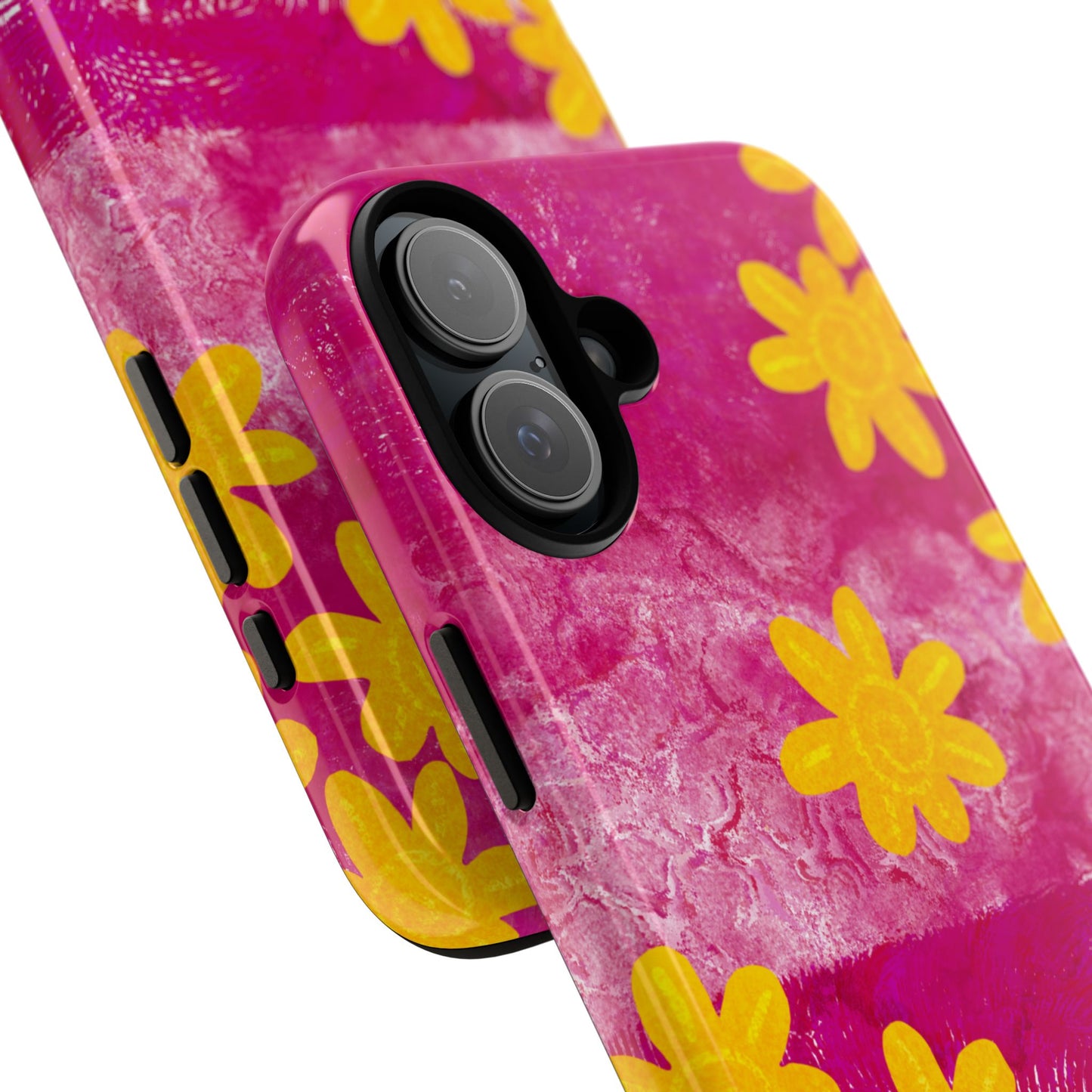Yellow Flowers on Raspberry Phone Case| Tough Case