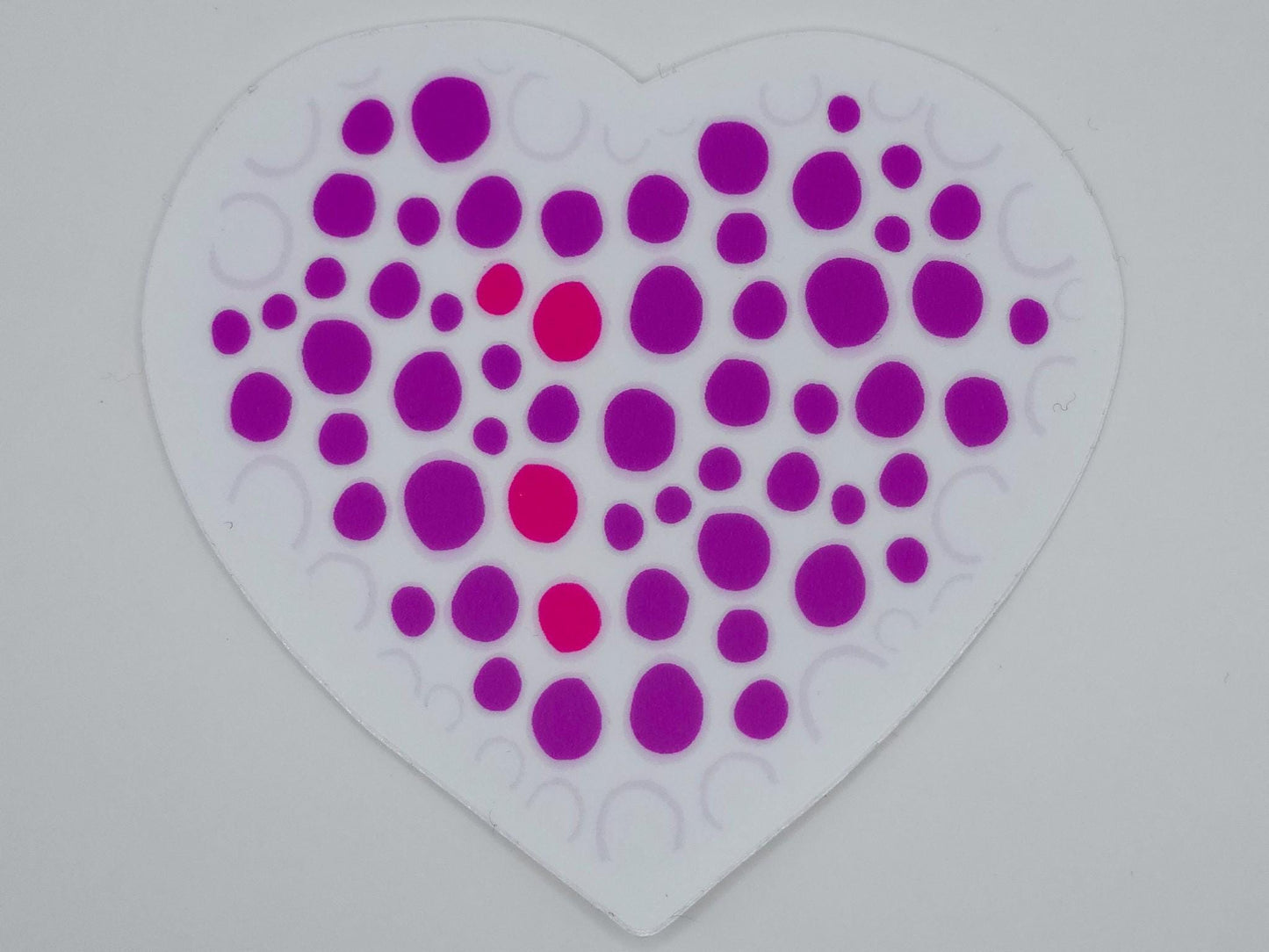 Sticker, Heart with Pink and Purple dots, Clear Background, Vinyl, 3 Inch