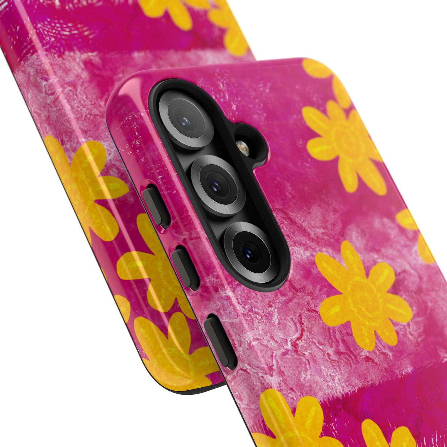 Yellow Flowers on Raspberry Phone Case| Tough Case