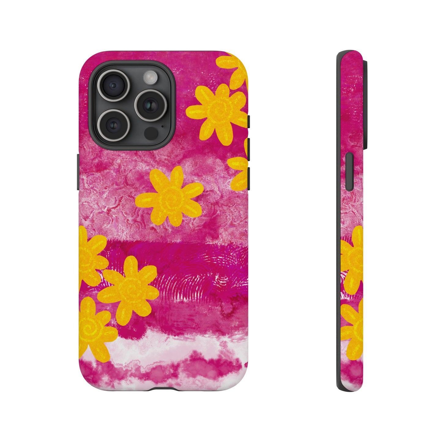 Yellow Flowers on Raspberry Phone Case| Tough Case