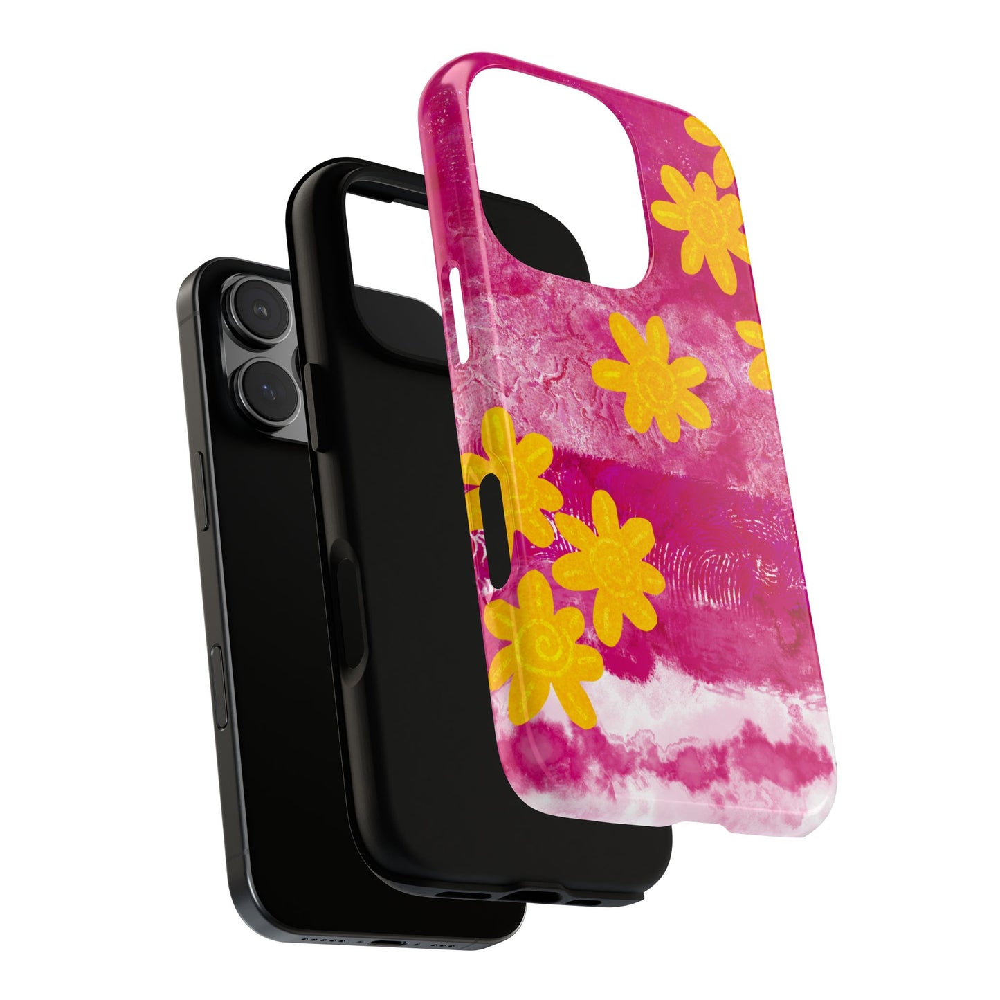 Yellow Flowers on Raspberry Phone Case| Tough Case
