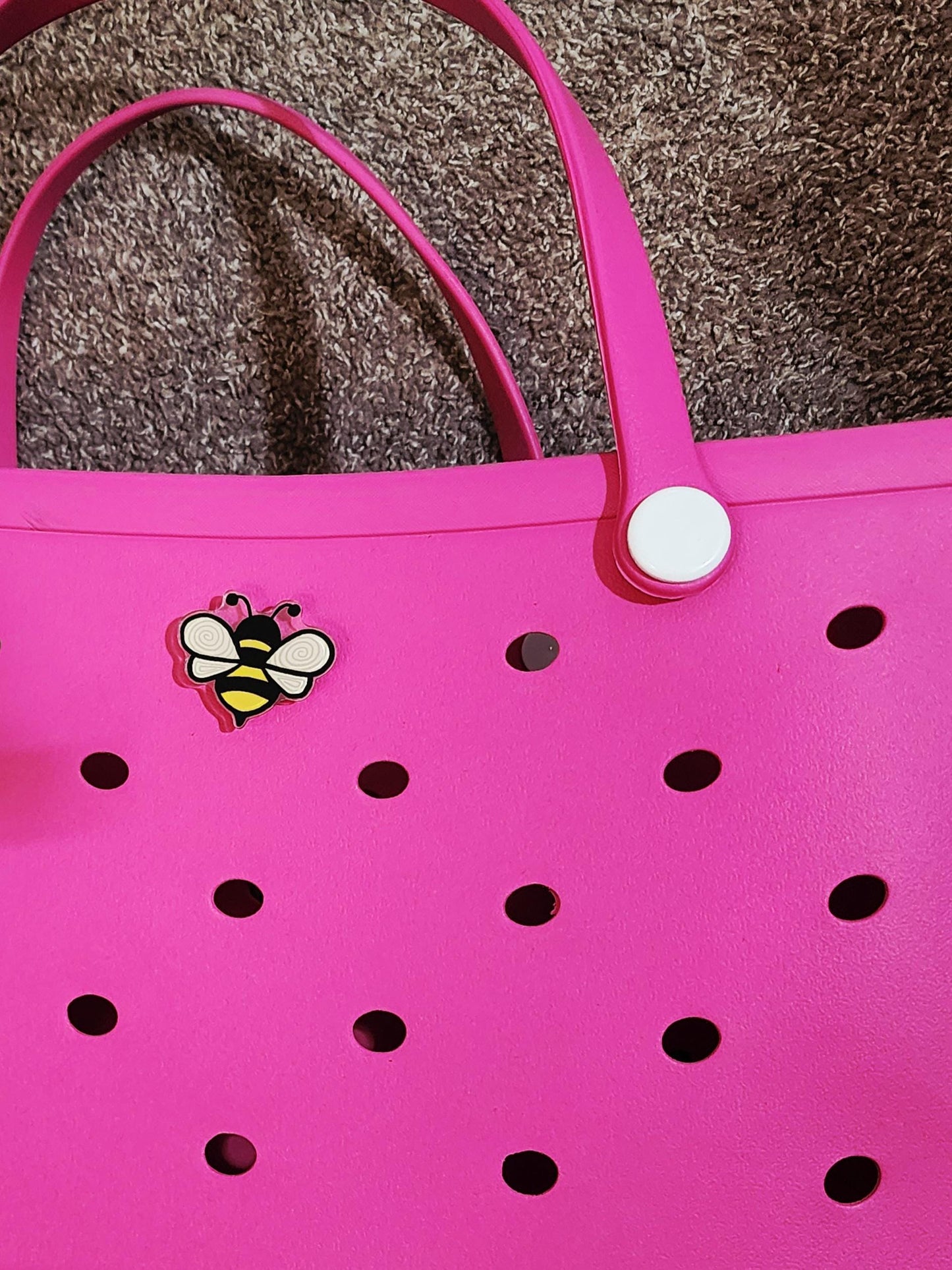 Bag Charm, Acrylic Bee with Bog Bag Type Backing, 2 Inches