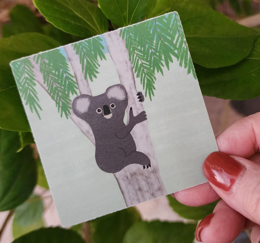 Sticker, Koala in Tree, Vinyl, 3 Inch Square