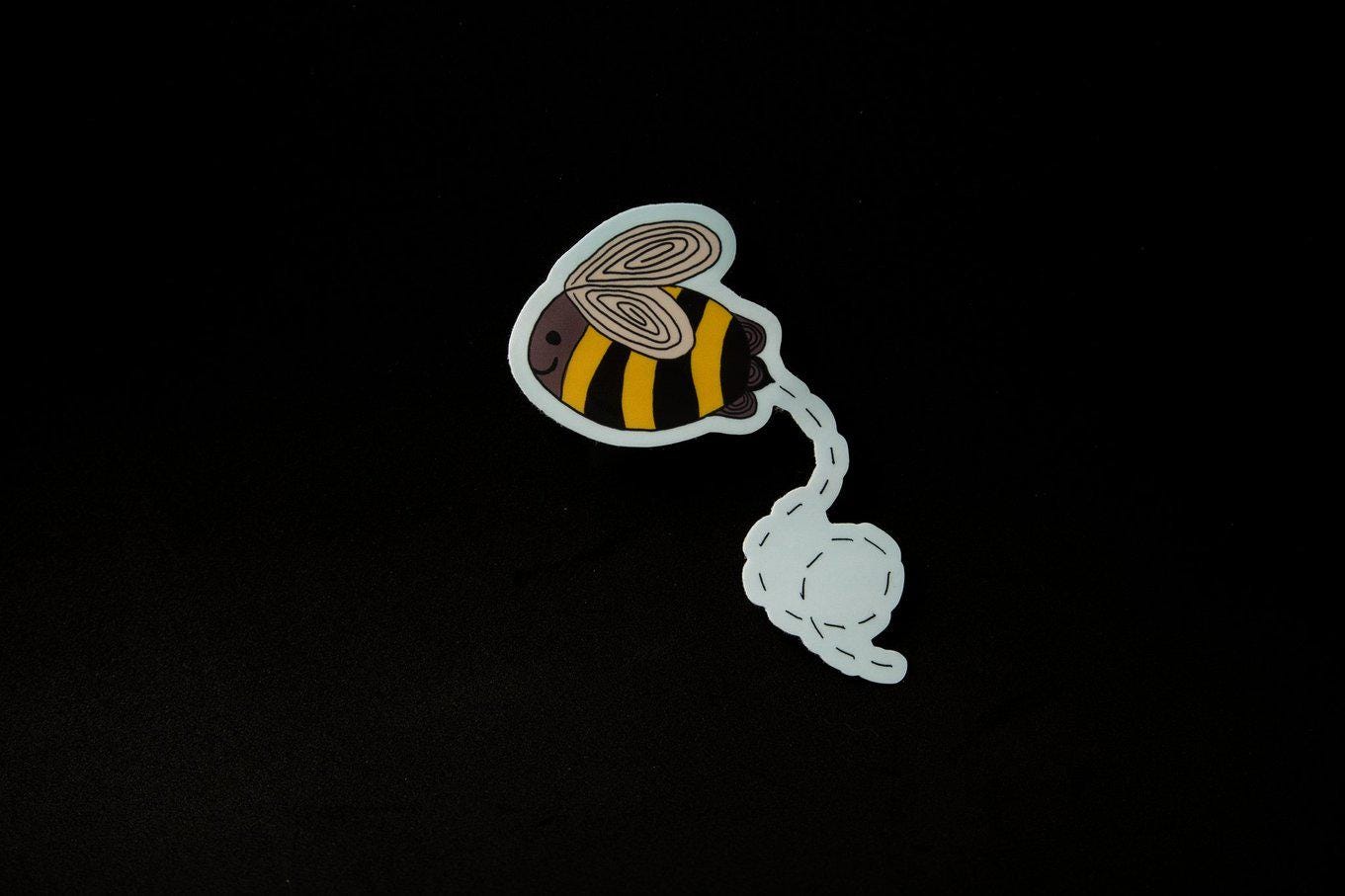 Sticker, Bee Flying with Flight Trail, Vinyl, Die-Cut, 3 Inch