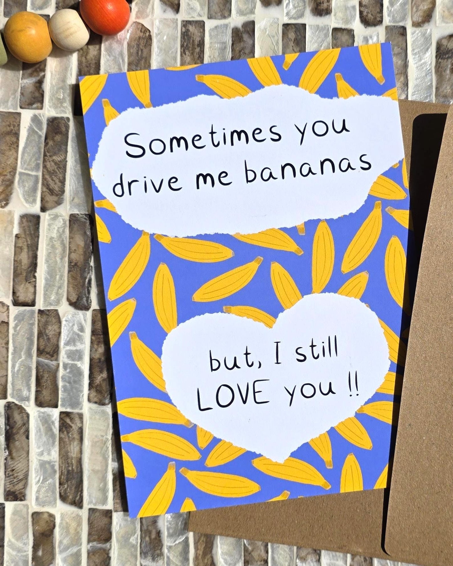 You Drive Me Bananas Post Card, Funny Greeting Card, Art Print