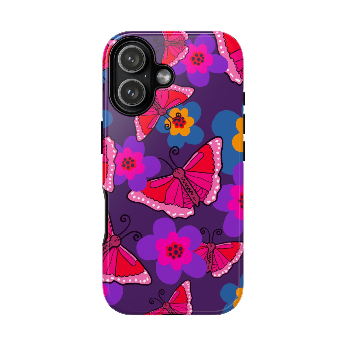 Phone Case, Pink Butterfly Design, Tough Phone Case
