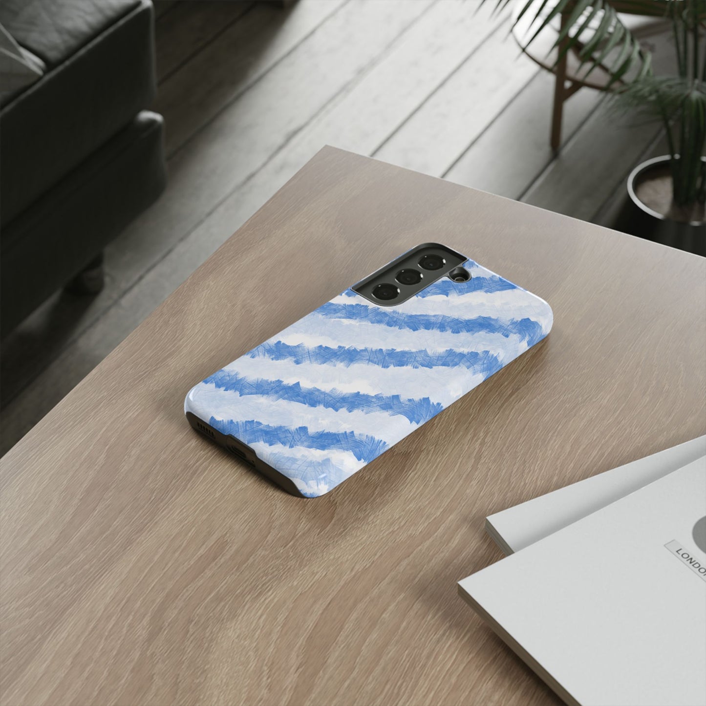 Chunky Blue Stripes Phone Case| Tough Case