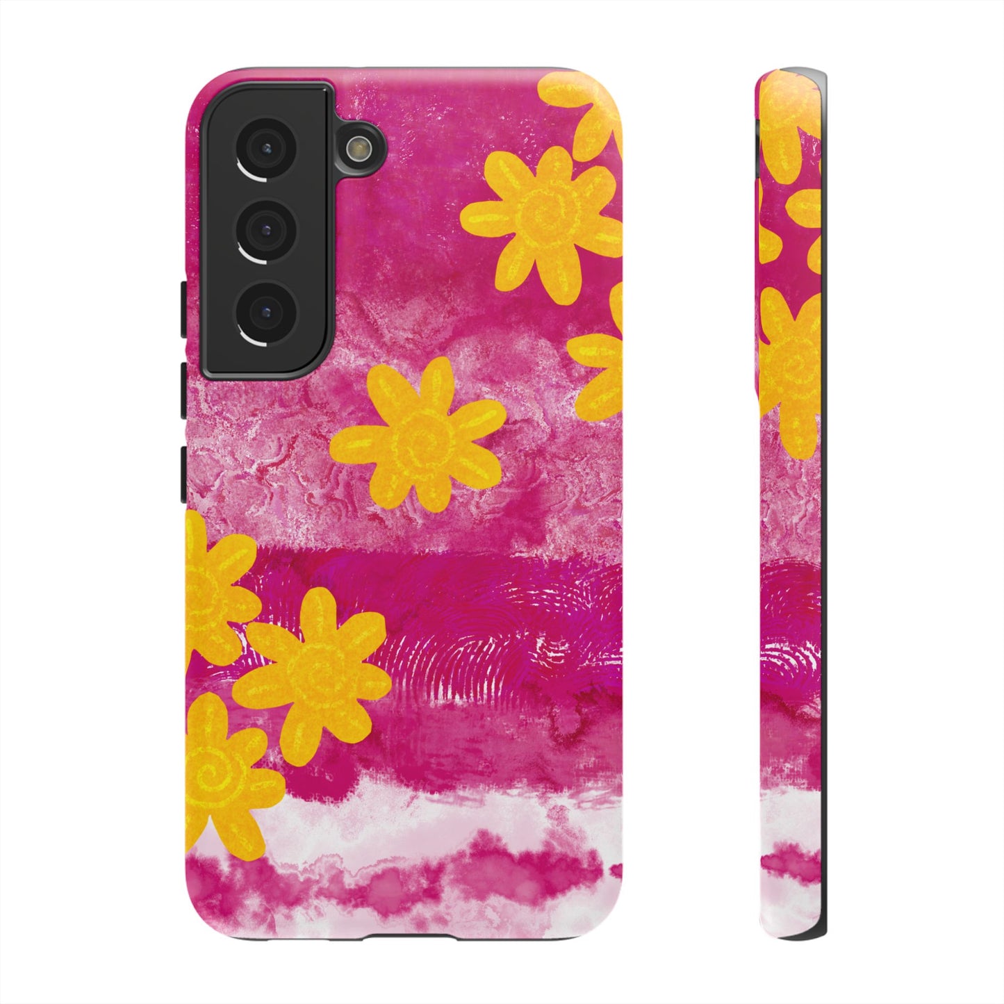 Yellow Flowers on Raspberry Phone Case| Tough Case