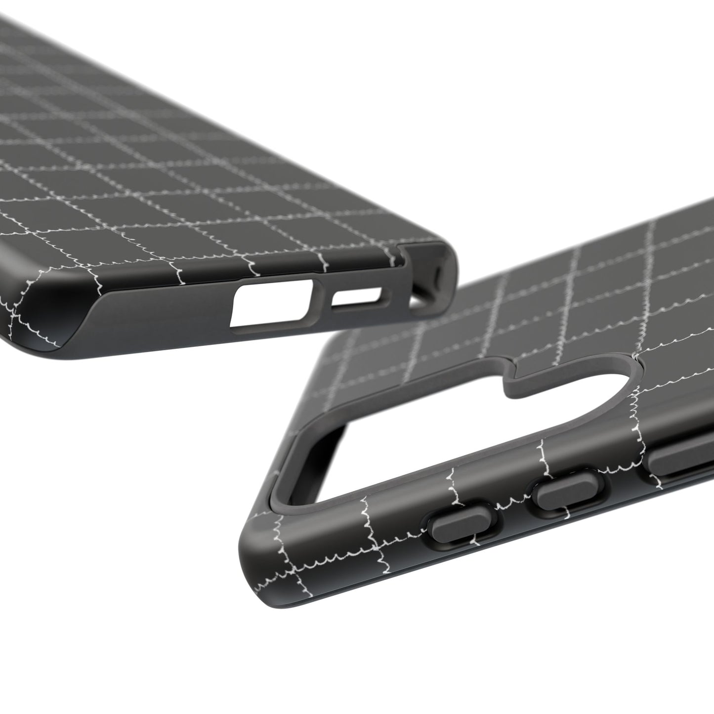 Phone Case, B & W Squiggly Squares Artistic Design, Tough Phone Case