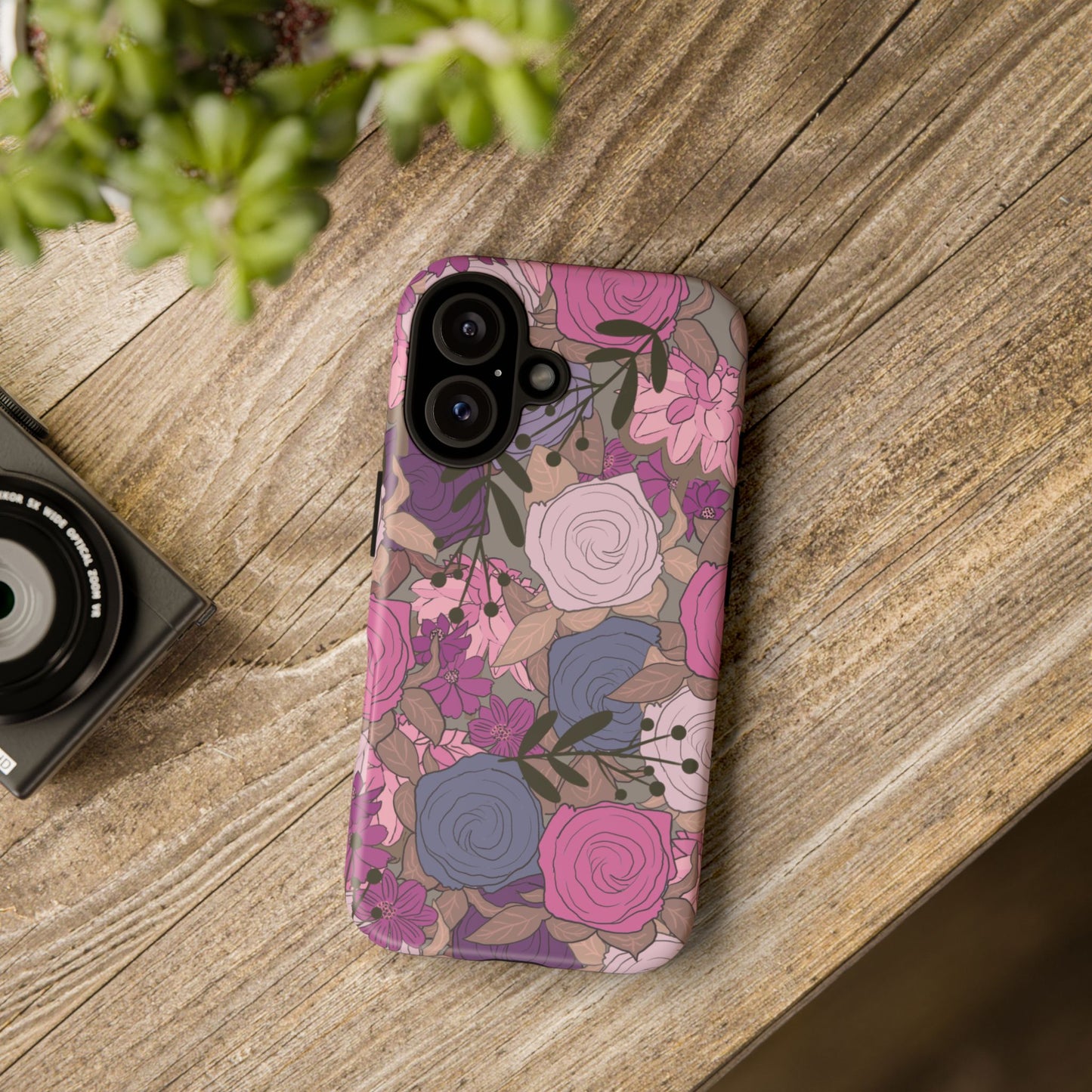 Phone Case, Pink Floral Design, Tough Phone Case