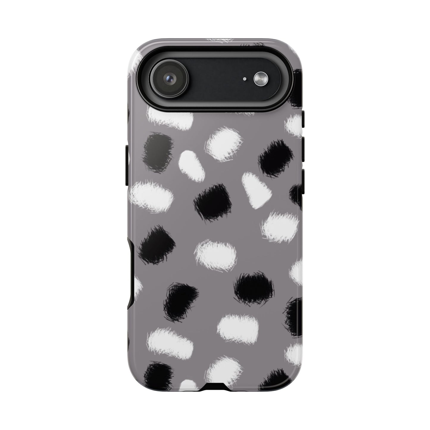 Phone Case, B & W Splotches Artistic Design, Tough Phone Case