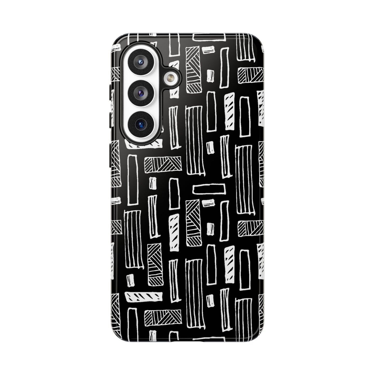 Phone Case, B & W Geometric Artistic Design, Tough Phone Case