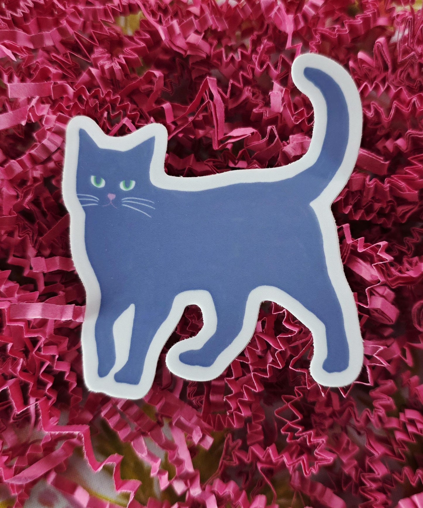 Sticker, Blue Cat Design, Vinyl, 3 Inches