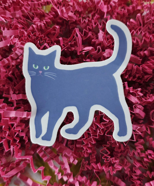 Sticker, Blue Cat Design, Vinyl, 3 Inches