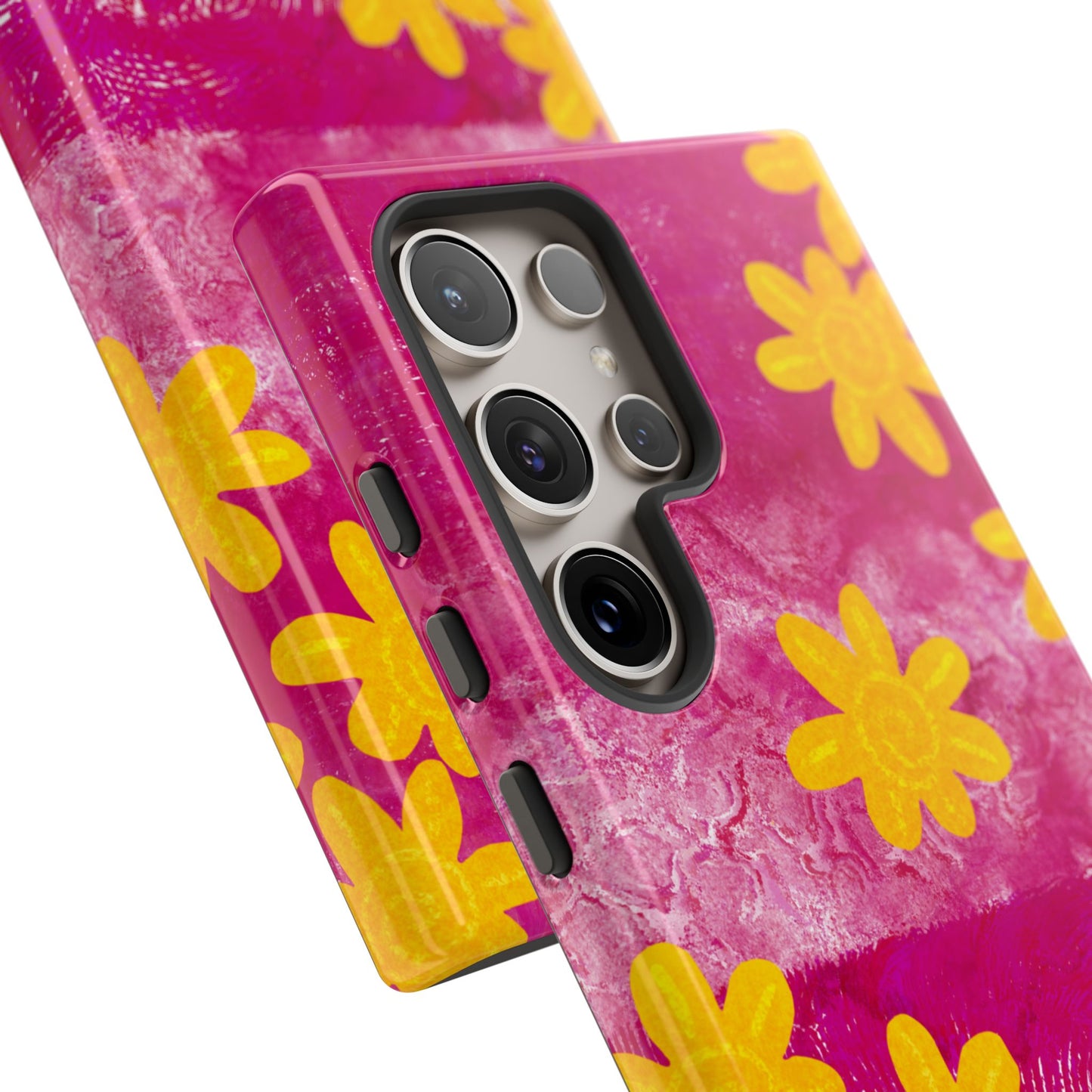 Yellow Flowers on Raspberry Phone Case| Tough Case