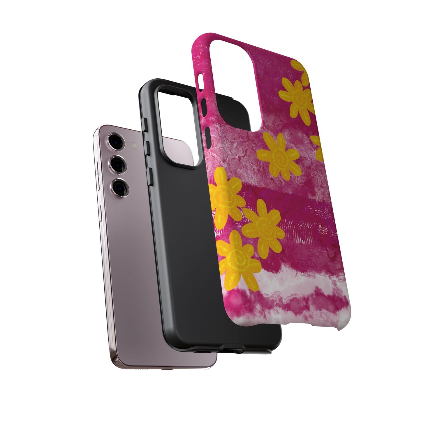 Yellow Flowers on Raspberry Phone Case| Tough Case
