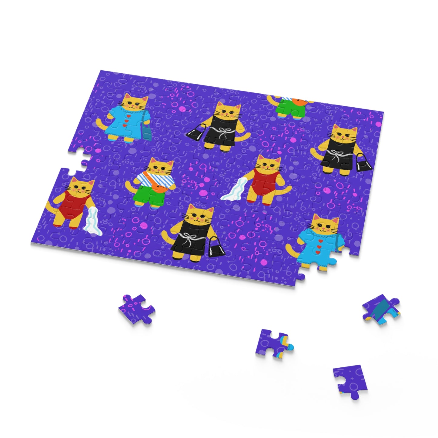 Whimsical Cat Puzzle for Cat Lovers, Fun Gift for Kids & Adults, 120, 252, 500-Piece, Home Decor, Cat Themed Gift, Puzzle Night