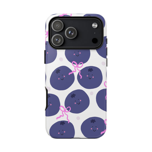 Phone Case, Blueberry Design on White, Tough Phone Case