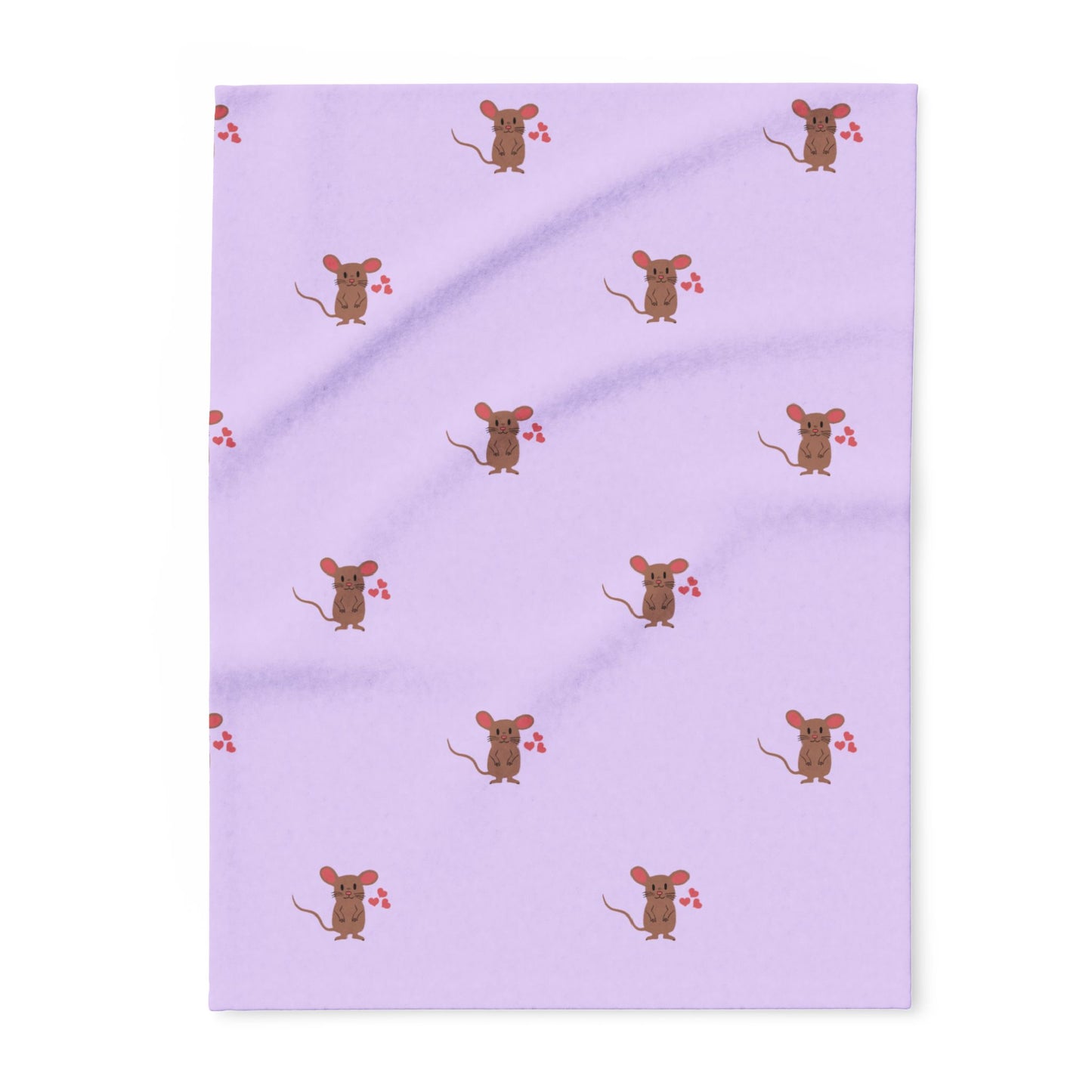 Blanket Fleece With Charming Mocha Mouse Design, 2 Sizes, Blanket or Throw