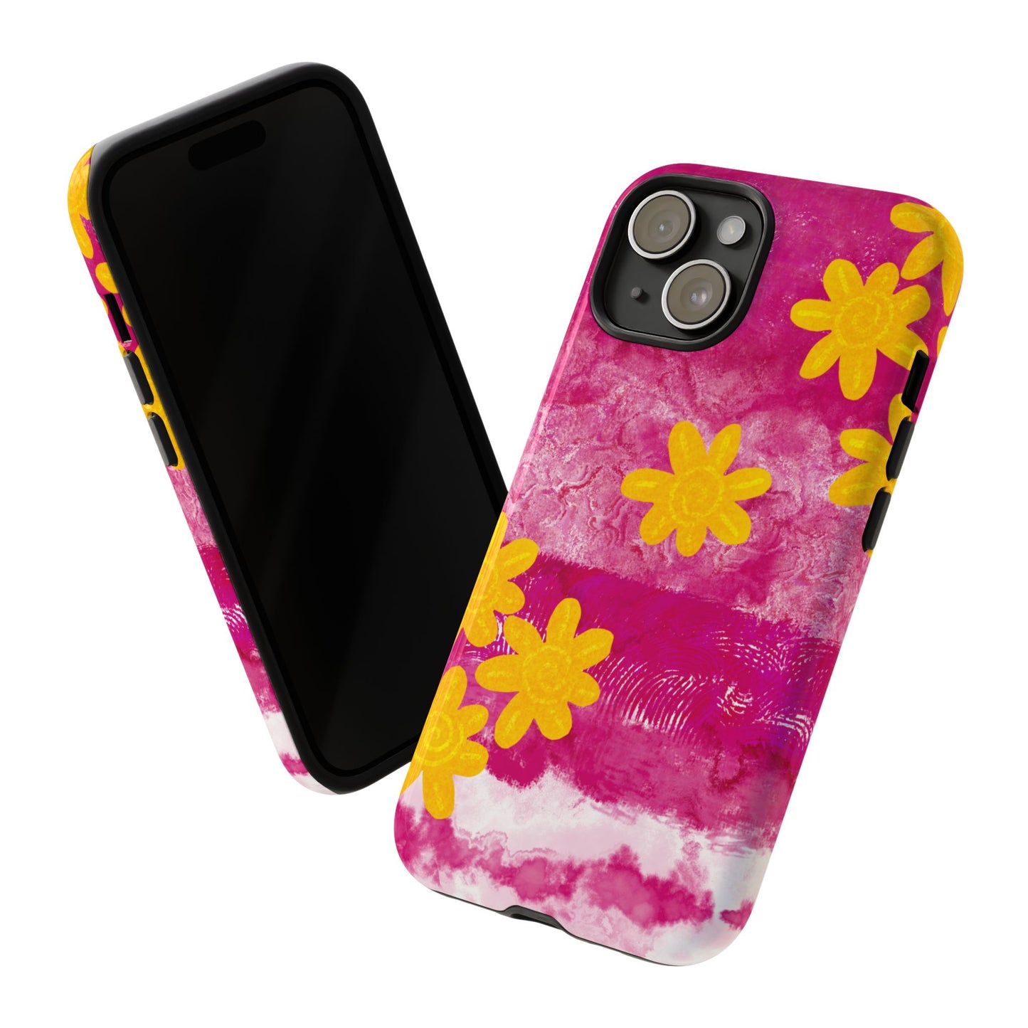 Yellow Flowers on Raspberry Phone Case| Tough Case