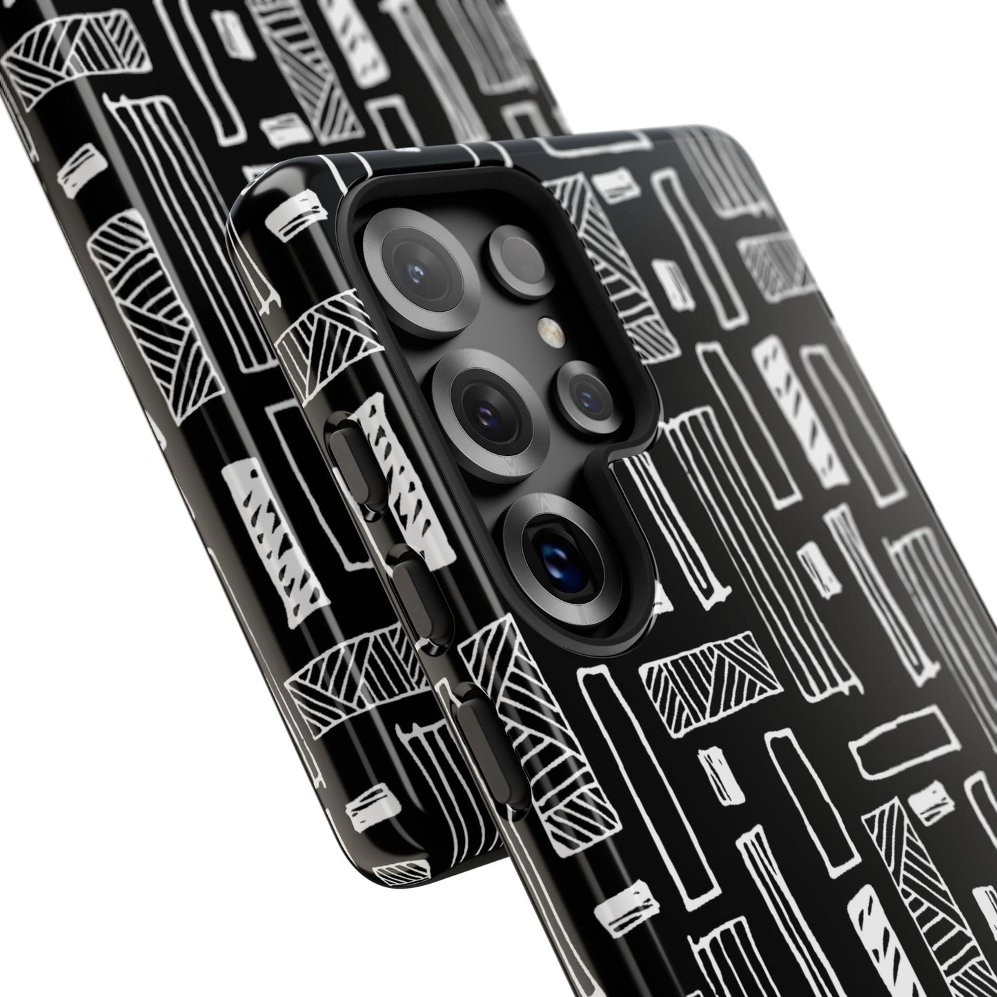 Phone Case, B & W Geometric Artistic Design, Tough Phone Case