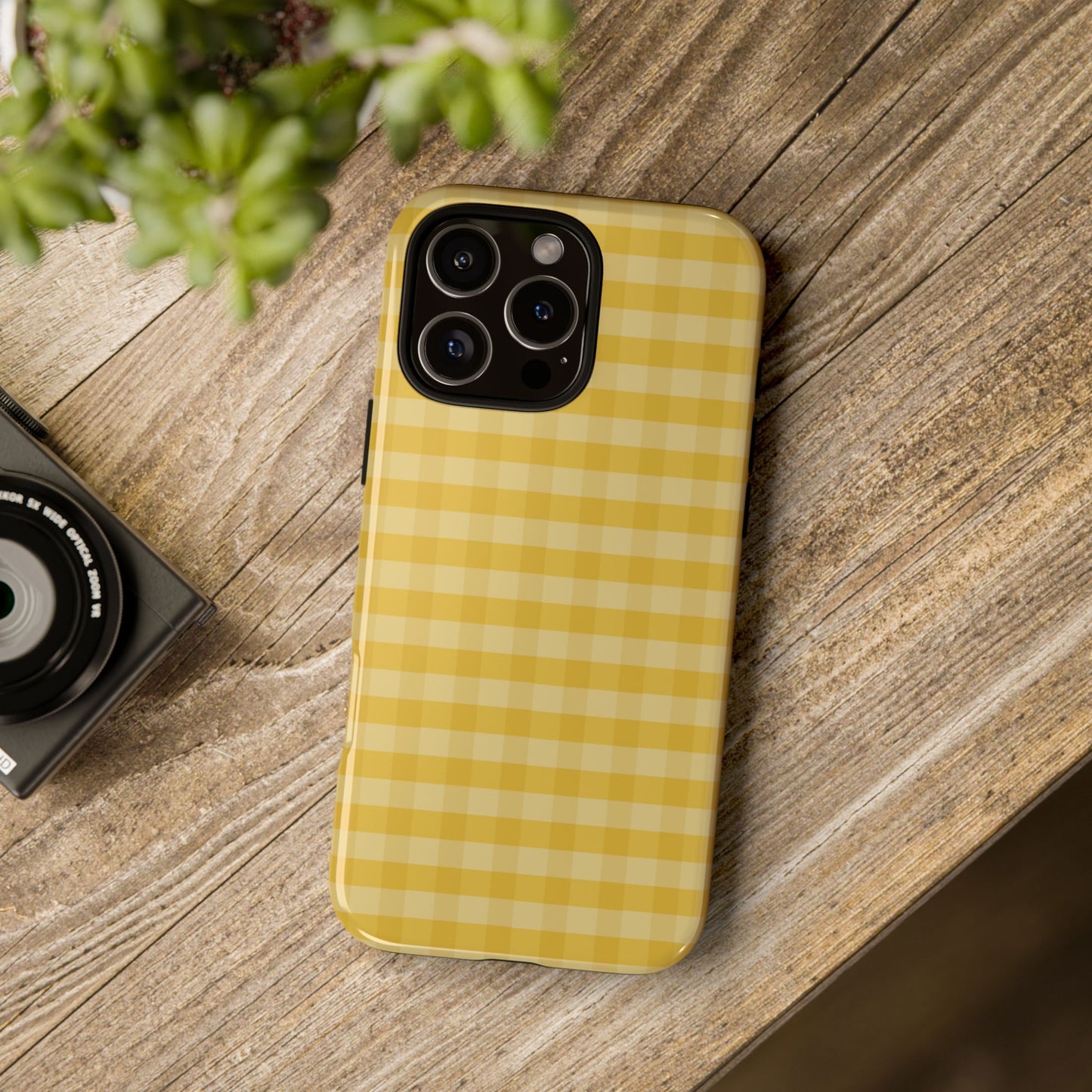 Phone Case, Yellow Gingham Design, Tough Phone Case
