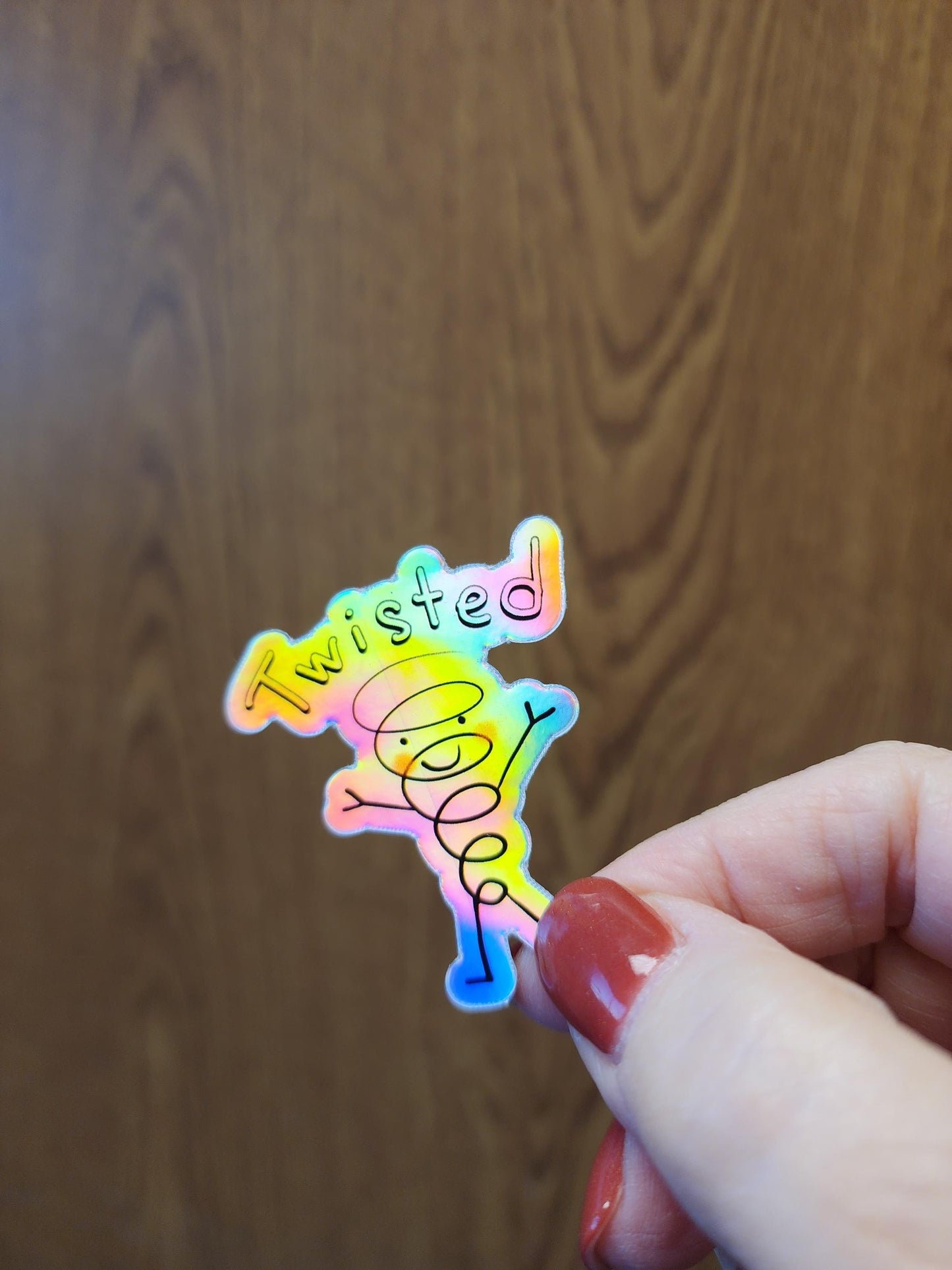 Holographic Sticker, "Twisted" Twister, Vinyl, Die-Cut, 2 Inch