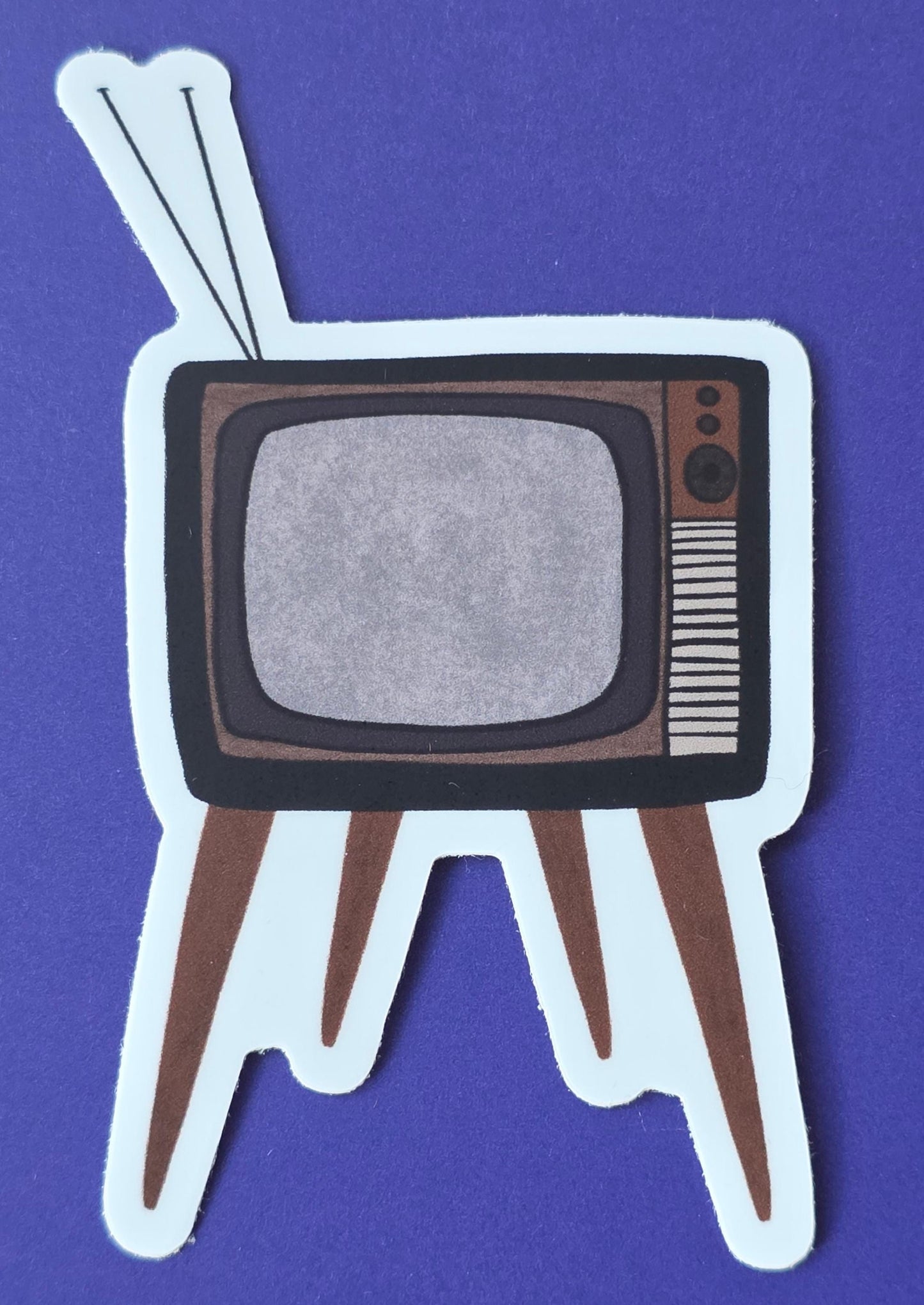 Sticker, Vintage Television Design, TVs, Choose Glitter, Holographic or Square Pattern, Vinyl 3 Inches