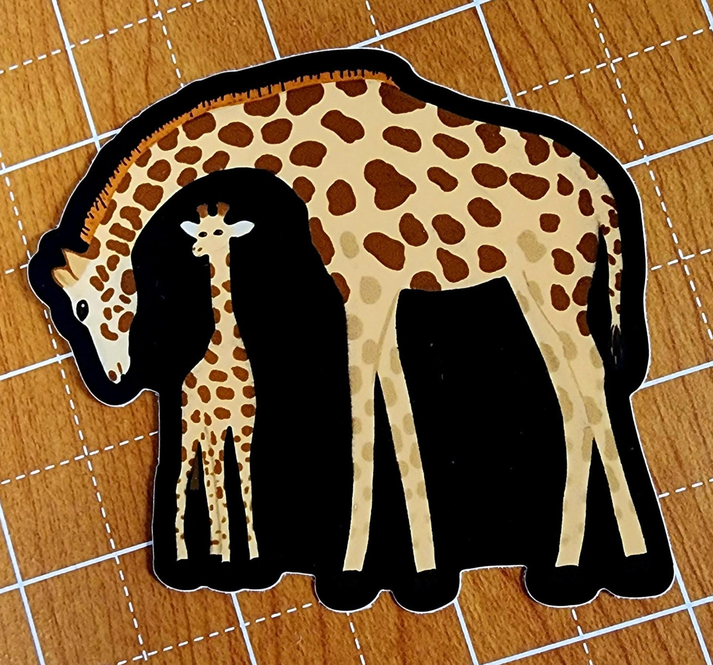 Sticker, Giraffe Mother and Baby Design, Vinyl, Die-Cut, 3 Inches