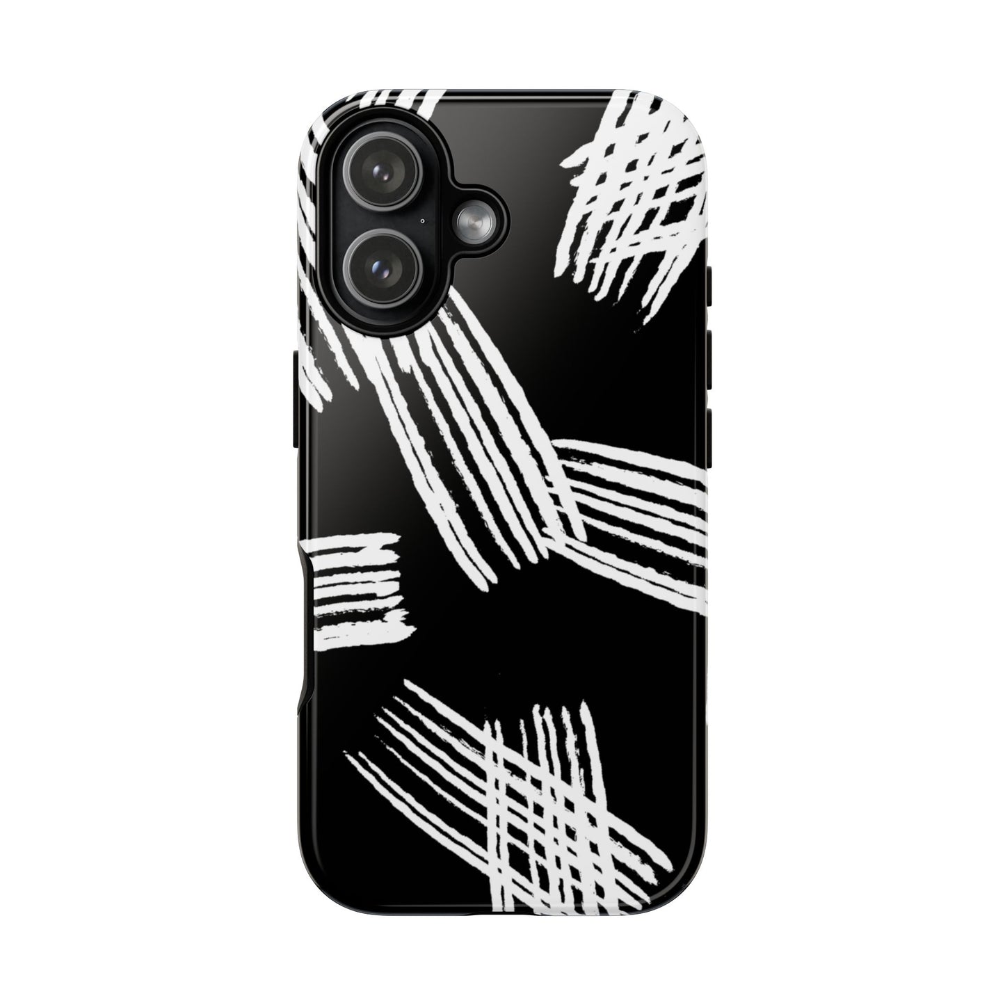 Phone Case, B & W Artistic Brush Strokes Design, Tough Phone Case