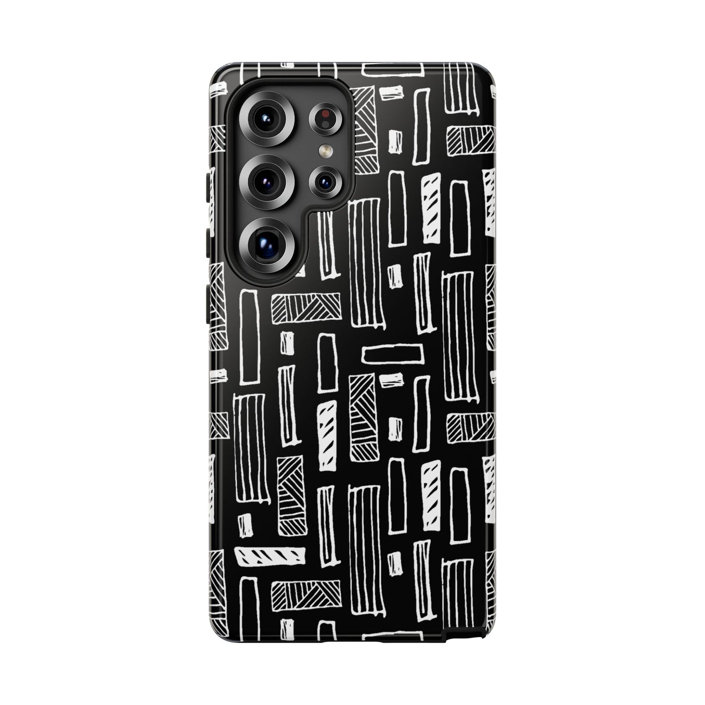 Phone Case, B & W Geometric Artistic Design, Tough Phone Case