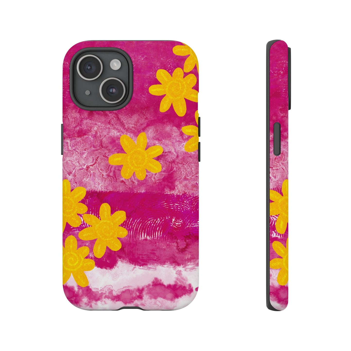 Yellow Flowers on Raspberry Phone Case| Tough Case