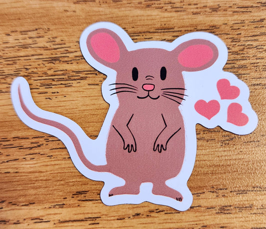 Magnet, Mocha Mouse With Hearts, Die-Cut, 3 Inch