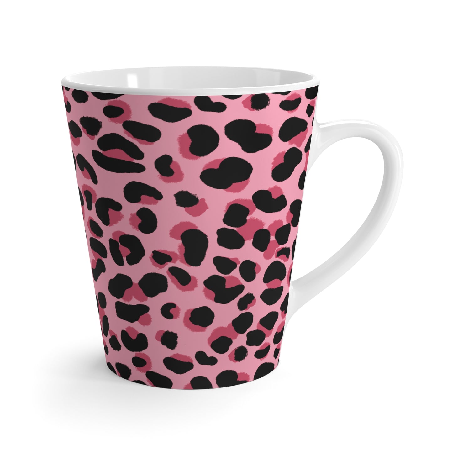 Mug, Pink Leopard Design, Latte Cup, 12 Ounce