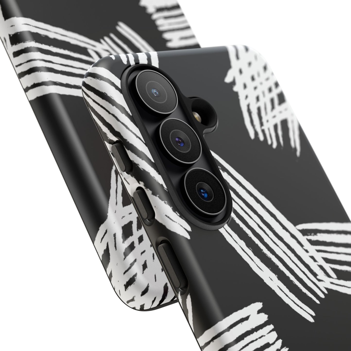 Phone Case, B & W Artistic Brush Strokes Design, Tough Phone Case
