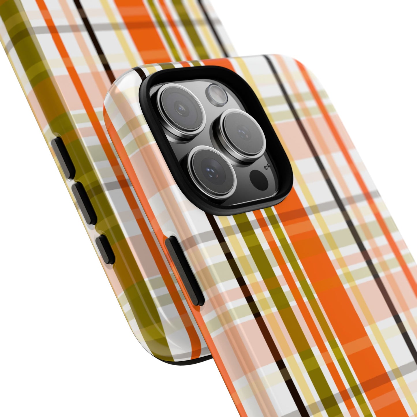 Phone Case, Orange Plaid Design, Tough Phone Case