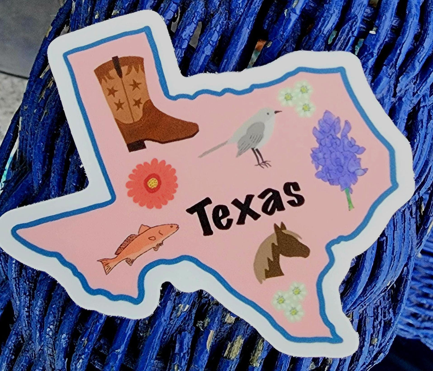 Sticker, Texas State Sticker, Die-Cut or Gingham Square, Vinyl, 3 Inch