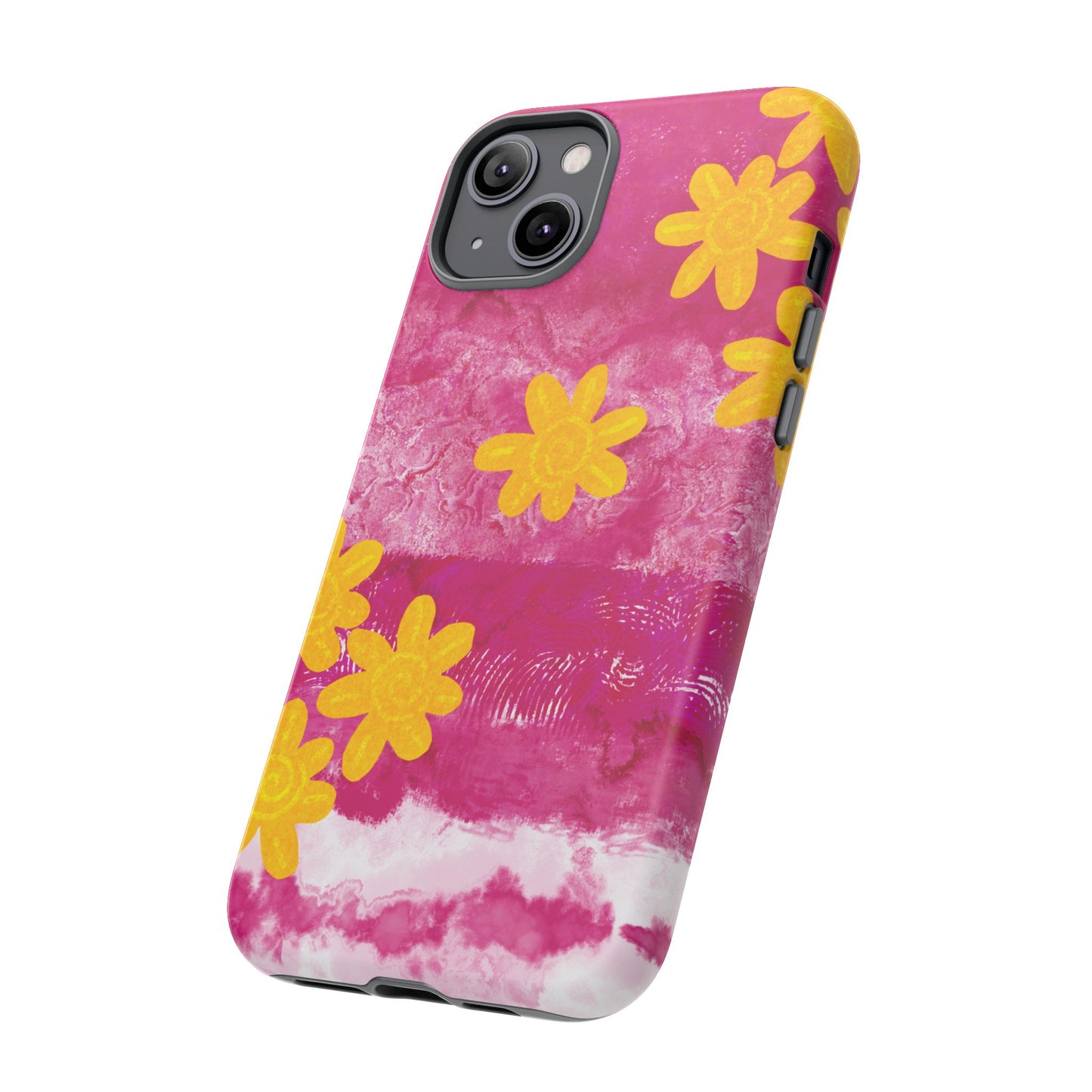 Yellow Flowers on Raspberry Phone Case| Tough Case