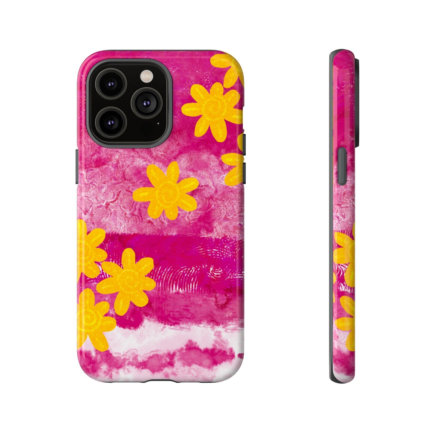 Yellow Flowers on Raspberry Phone Case| Tough Case