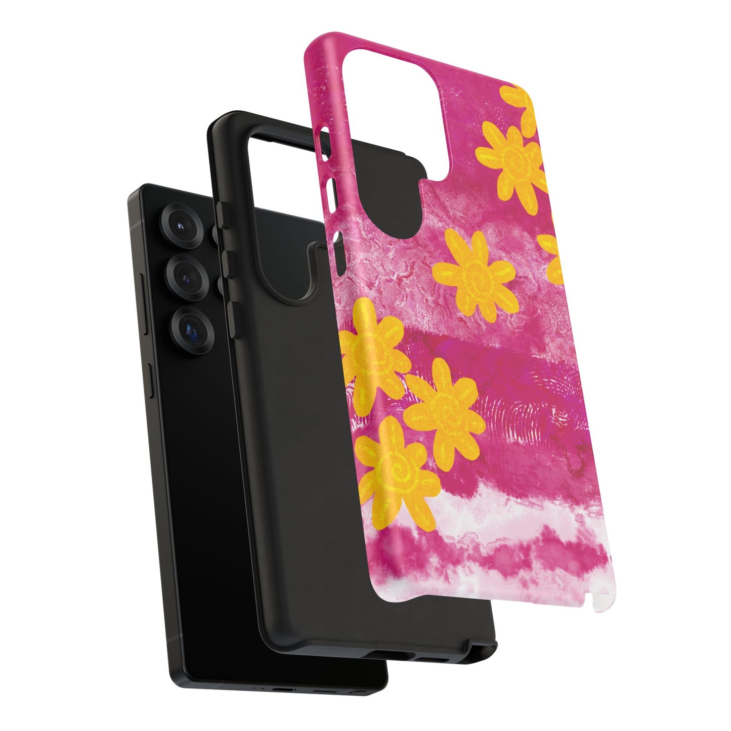 Yellow Flowers on Raspberry Phone Case| Tough Case
