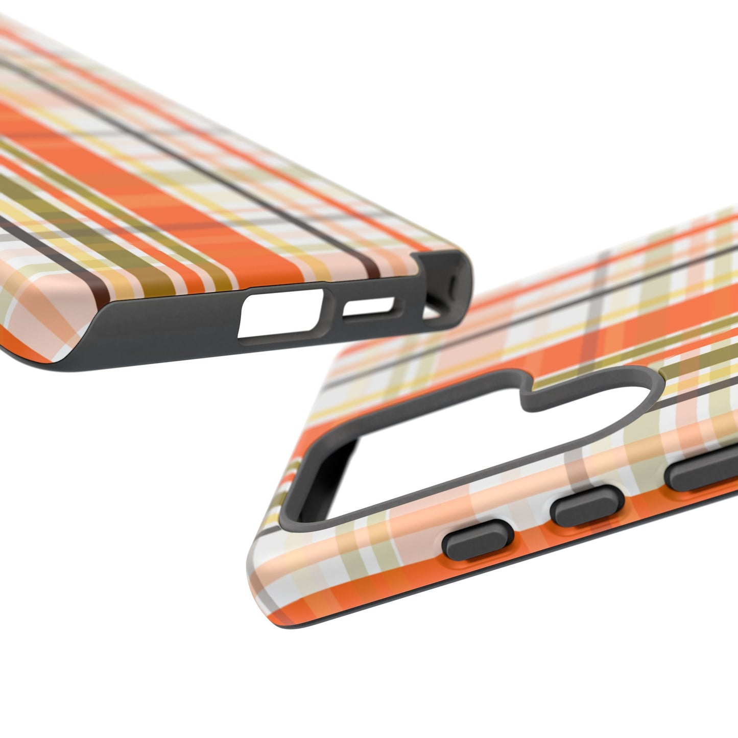Phone Case, Orange Plaid Design, Tough Phone Case